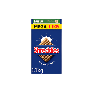 Nestlé Shreddies Original Cereal 1.1kg box – whole grain breakfast squares high in fibre and iron